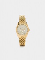 Reloj Redondo Con Pulsera De Acero Inoxidable dorado