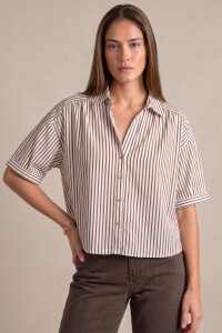 Camisa Rayada Marron