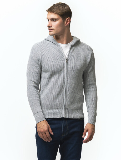 Campera Tejida con Capucha Trento Gris
