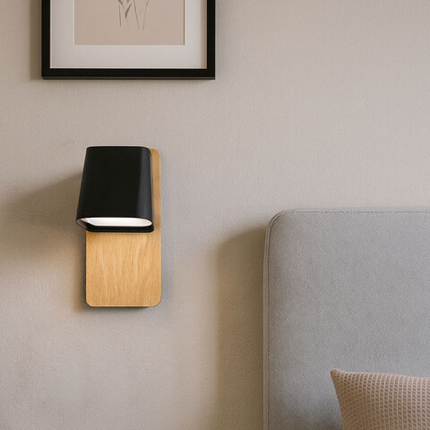 Aplique pared pant.acero y placa madera E27 RUSCIO EG3480