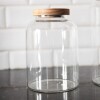 Frasco contenedor de vidrio tapa madera M
