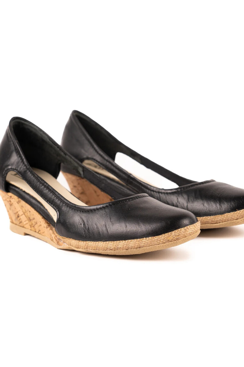 Zapato Taco Corrido Cuero Negro