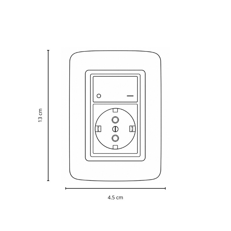 Schuko 2P+T con seguro + Interruptor Bipolar Tomacorriente Schuko 2P+T con Seguro e Interruptor Bipolar