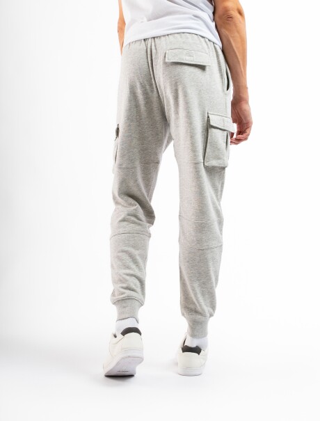 Pantalón Cargo de Felpa Gris Claro Melange