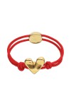 PULSERA DE HILO ELÁSTICO ROJO CON CORAZÓN BAÑADO EN ORO 18K Pulsera