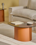 Mesa de centro Olir de vidrio templado y acero marrón 82 x 74 cm Mesa de centro Olir de vidrio templado y acero marrón 82 x 74 cm