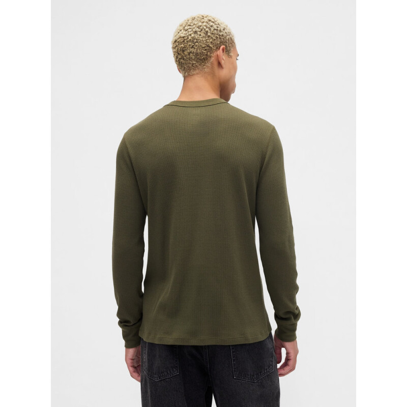 V-FRCH LS WAFFLE MINI LOGO CREW ARMY JACKET GREEN