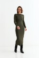 Vestido manga larga midi VERDE OLIVA