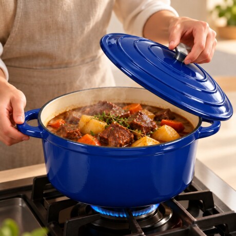 OLLA DE HIERRO FUNDIDO FIRE KING 26 CM AZUL OLLA DE HIERRO FUNDIDO FIRE KING 26 CM AZUL