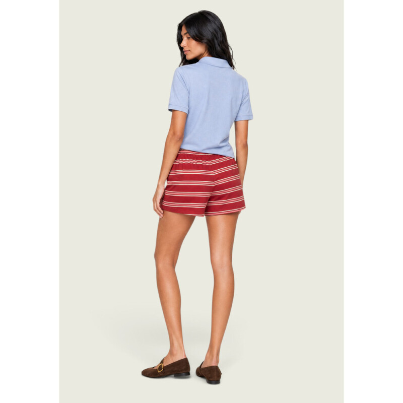 SHORTS FEM VERMELHO LISTRADO