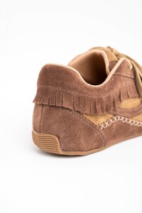 Zapatilla Gamuza Combinada C Flecos Camel