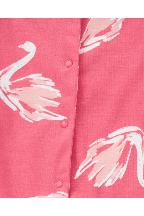 Set tres piezas de algodón, pijama con pie, calza y body, diseño cisne Sin color