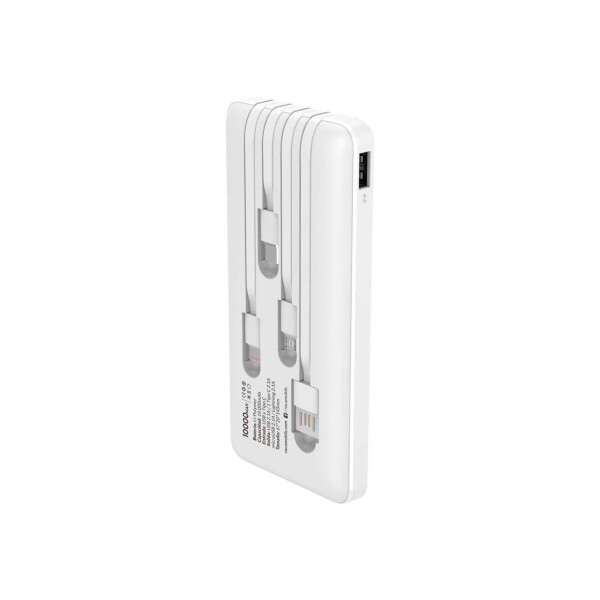 Power bank 10.000 mAh 4 Tips color blanco Power Bank 10.000 Mah 4 Tips Color Blanco