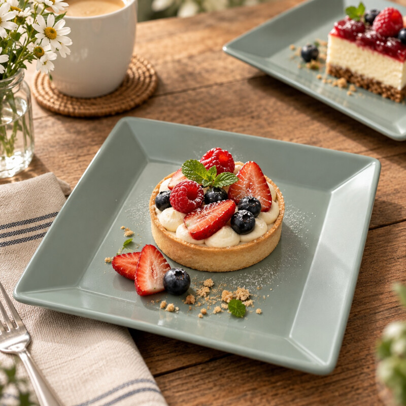 Set de 6 Platos de Postre Cuadrados Oxford de Porcelana 20x20 cm Verde Menta Set de 6 Platos de Postre Cuadrados Oxford de Porcelana 20x20 cm Verde Menta