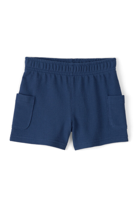 Set dos piezas de algodón, short y remera, azul marino, auto bordado. Talles 2-5T Sin color