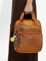 Mochila Básica De Nylon Con Colgante naranja