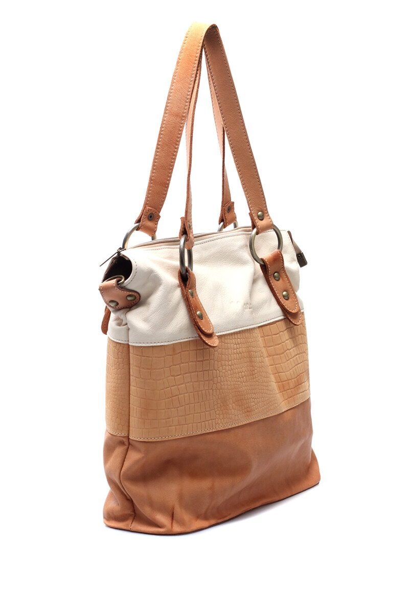 Cartera Cuero Combinado Croco con Tachas Suela