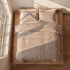 Funda nórdica de acolchado + 2 fundas de almohada de algodón Vichy Beige King