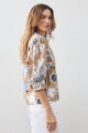 Camisa manga abullonada estampa floreada tostado