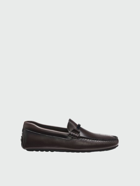 BOSS - Mocasines de cuero napa con herraje con logo Beige