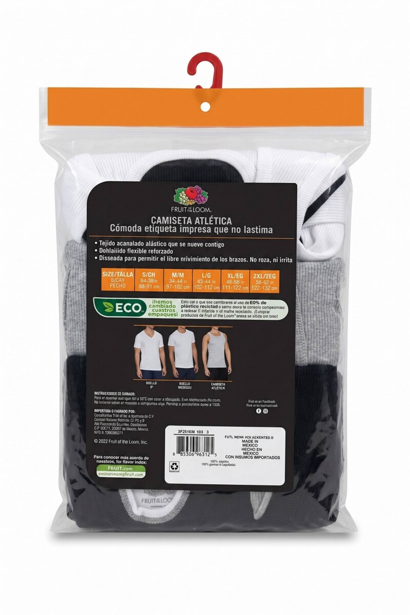 Pack x3 Musculosa interior para caballero MULTICOLOR