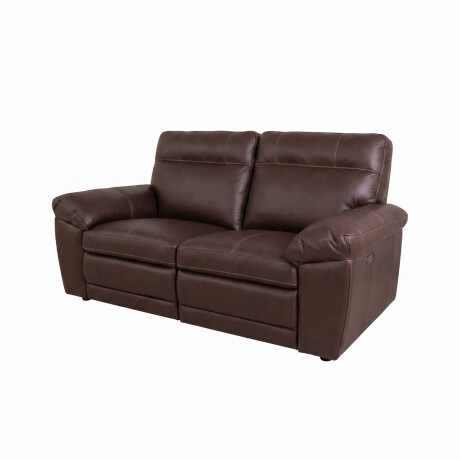 SOFÁ RECLINER 2 CUERPOS CUERO-100-NATURAL MARRON IMPERIAL CHOC.