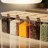 Frasco contenedor de vidrio rectangular tapa madera 1100ml
