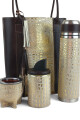 Termo de acero forrado en cuero de 1lt Beige con dorado