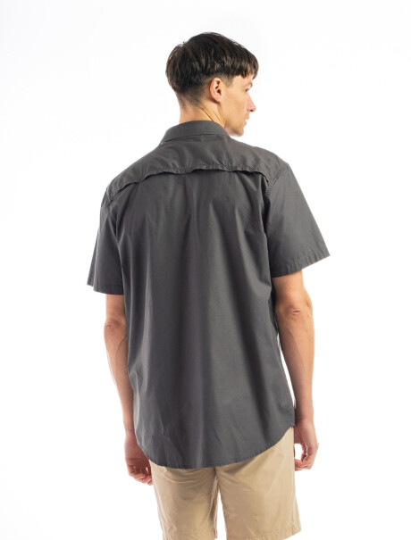 Camisa Fishing Manga Corta Gris Oscuro