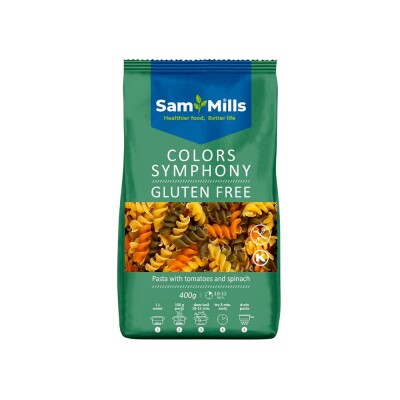 Fusilli Tricolor de Maíz con Espinaca y Tomate Sin Gluten 400g Sam Mills Pasta Sam Mills Tricolor