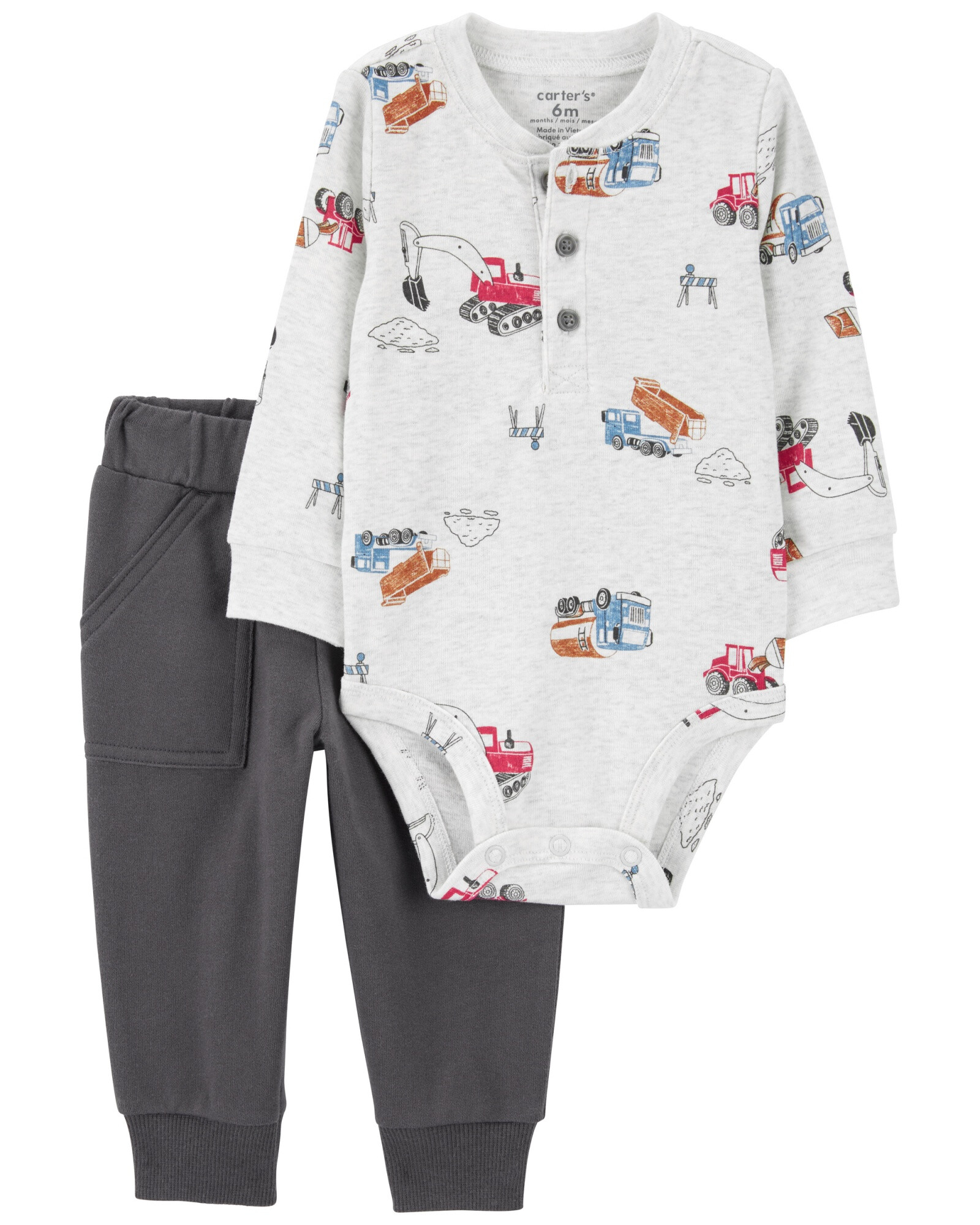 Set dos piezas de algodón, pantalón y body, diseño construcción Sin color