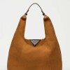 Bolso The Shopping en cuero gamuza Cuoio Marron
