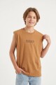Musculosa estampa Believe TOSTADO