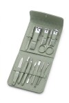 Set manicura estuche cuero vegano 12 piezas verde