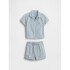 MFD B SS BTTN DOWN SHORT SET BLUE STRIPE