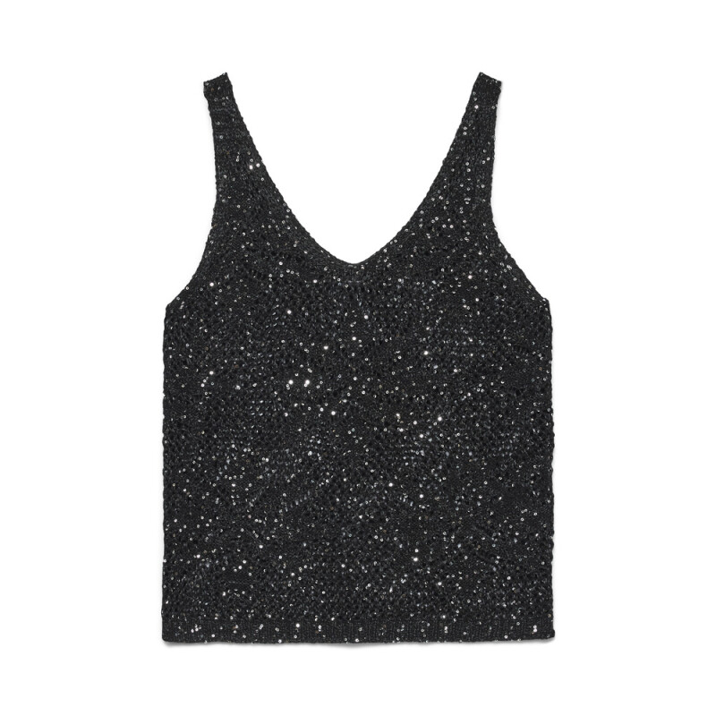 VMLEILANI FLOWER SL V-NECK TOP BLACK