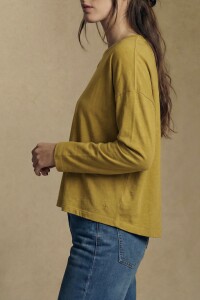 Remera Manga Larga Algodon Lavado Mostaza