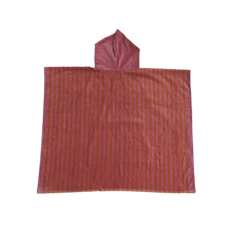 Bata Poncho Velour Estampadas 100 x 90 cm RAYAS CORAL