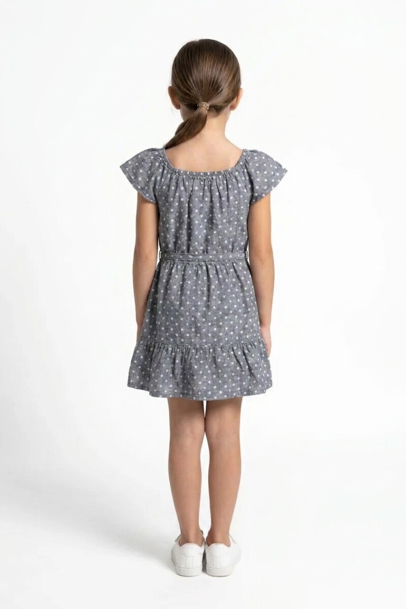 Vestido con volados en hombro AZUL MARINO