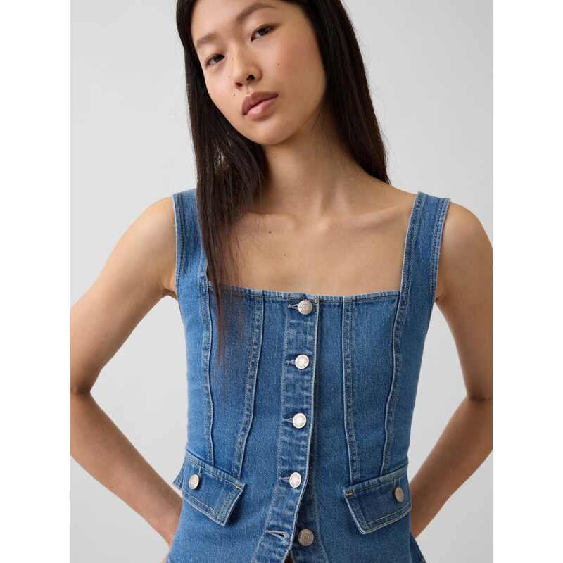 SL CORSET POCKET VEST TOP - LIGHT WASH LIGHT WASH