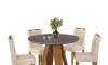 Juego De Comedor 4 Sillas Mesa Redonda - Celeste Gris / Beige