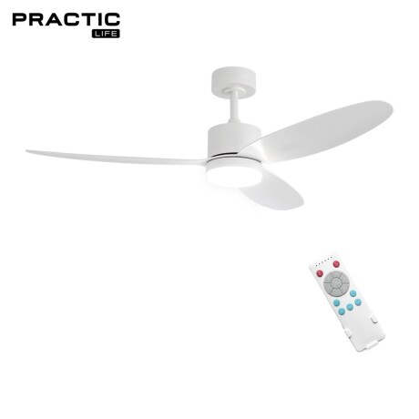 Ventilador de Techo Practic Life FS50233 con Luz LED y Control Remoto Blanco