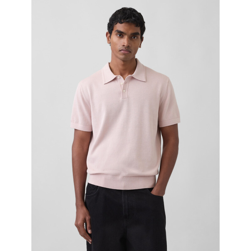 SS SWEATER POLO DULL ROSE