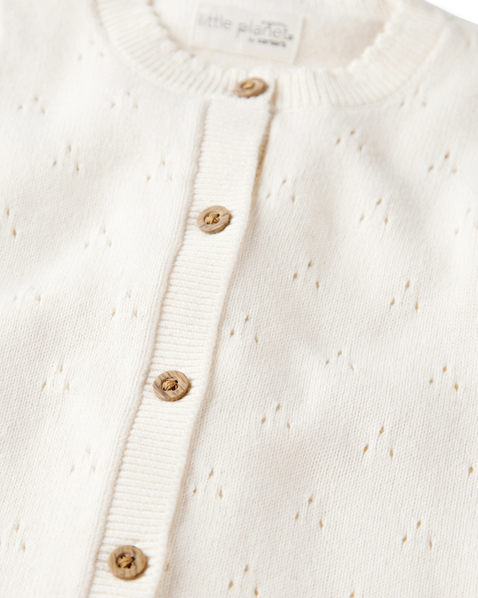 Monito de algodón orgánico calado, crema Sin color