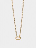 Collar De Eslabones Con Colgante Mosquetón dorado