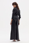 Pantalón Culotte en Lino Metalizado Negro