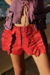 Rosette Leather Shorts Rojo