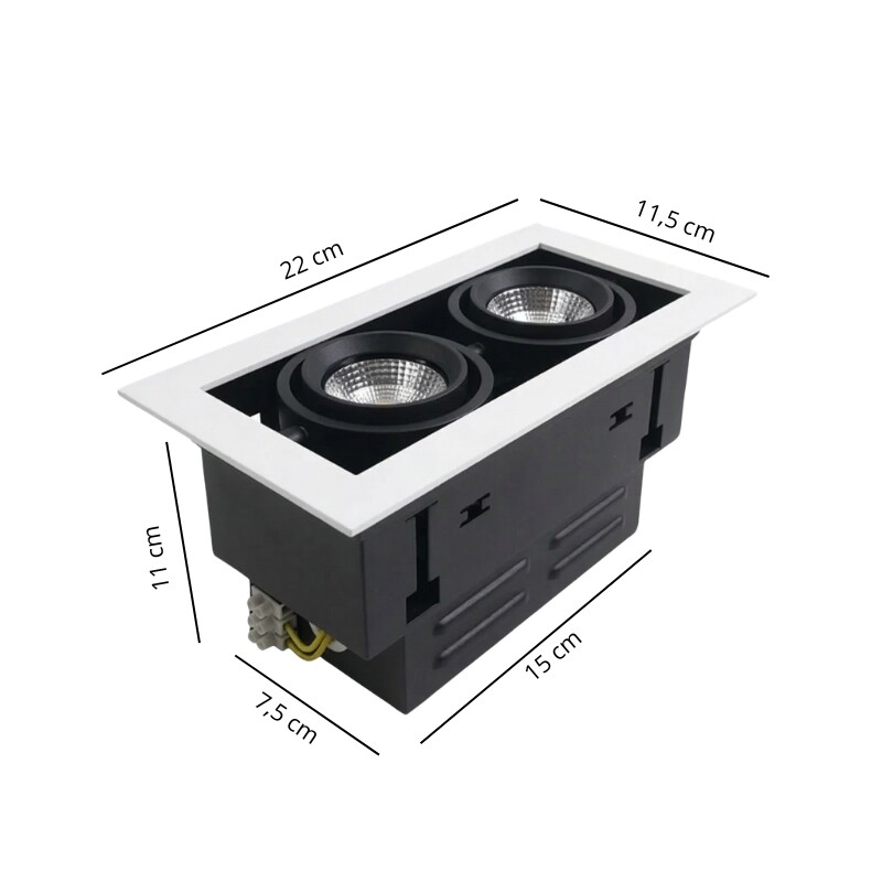 Luminaria de techo Downlight Lux Cube Doble Luminaria de Techo Downlight Lux Cube Doble