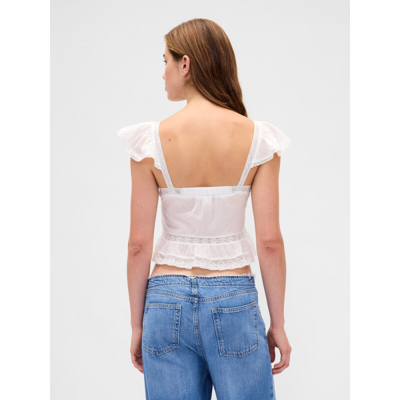 FLTR SLV SQ NK PEPLUM TOP NEW OFF WHITE