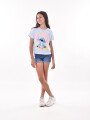 REMERA STITCH HOJAS CELESTE